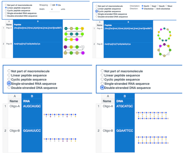 Supports the creation of linear peptides, cyclic peptides, and oligonucleotides 